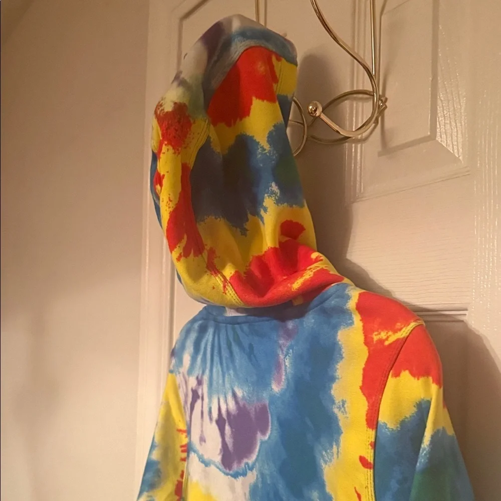 Nike Unisex Blue, Yellow, Red & Purple Tie-Dye Hoodie
